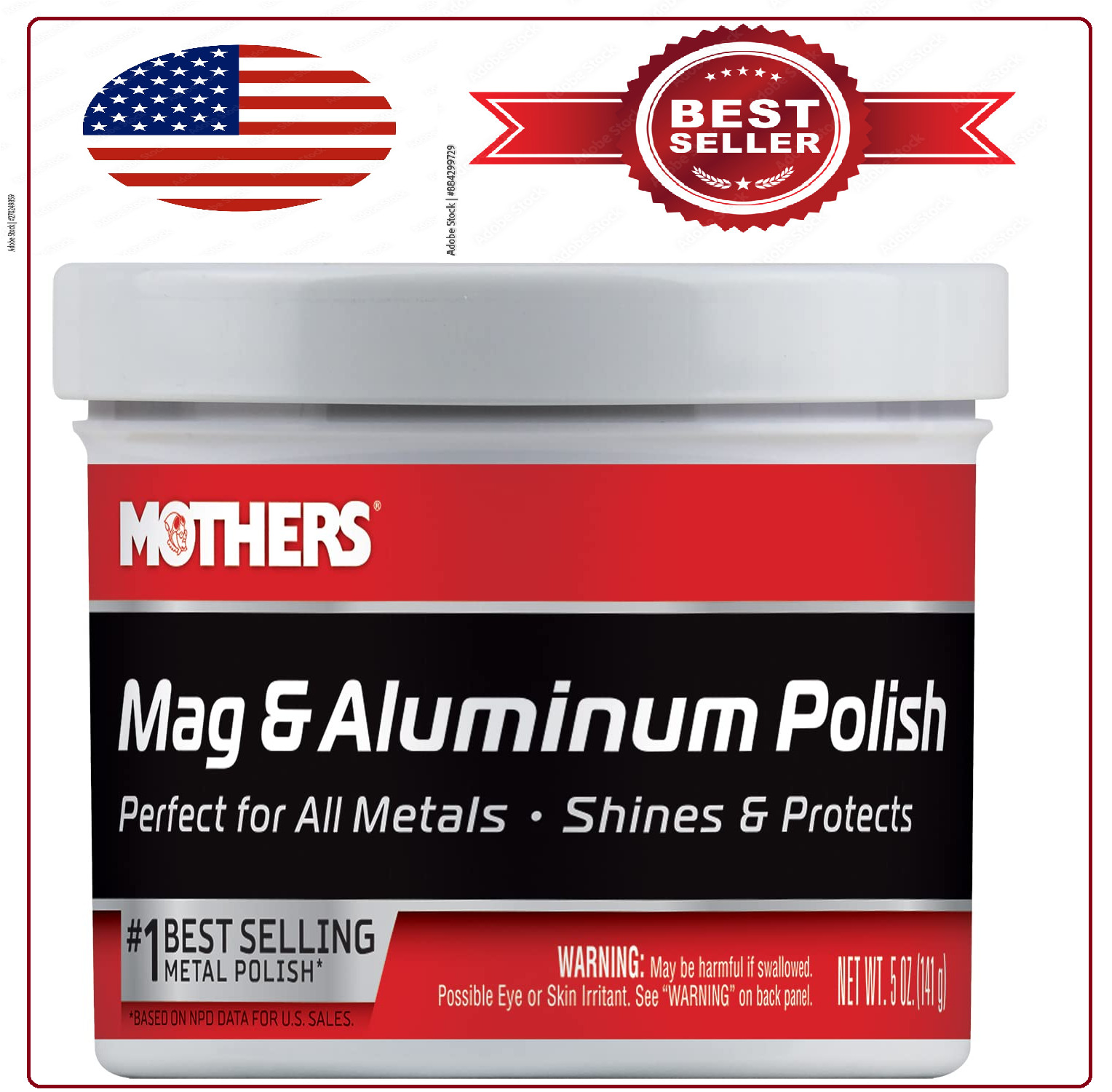 Mothers Mag & Aluminum Polish, 5 oz. Stainless Steel Brass & More (05100)