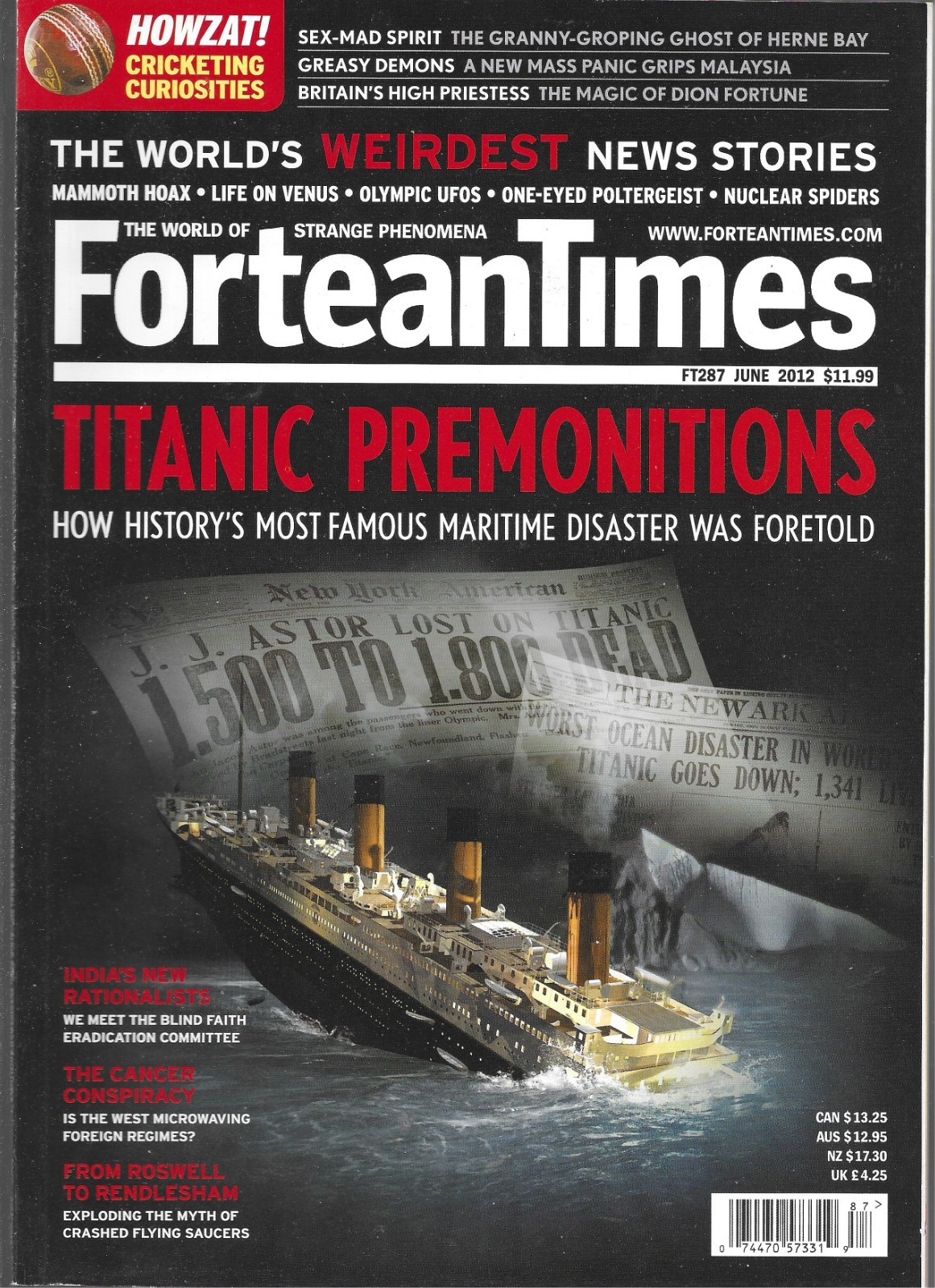 FORTEAN TIMES MAGAZINE #287 JUNE 2012 (VG+) LOTS MORE IN MY EBAY STORE!