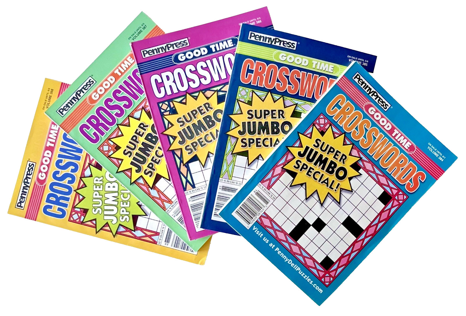 Lot of 5 Penny Press Dell Good Time Super Jumbo Crossword Puzzle Books