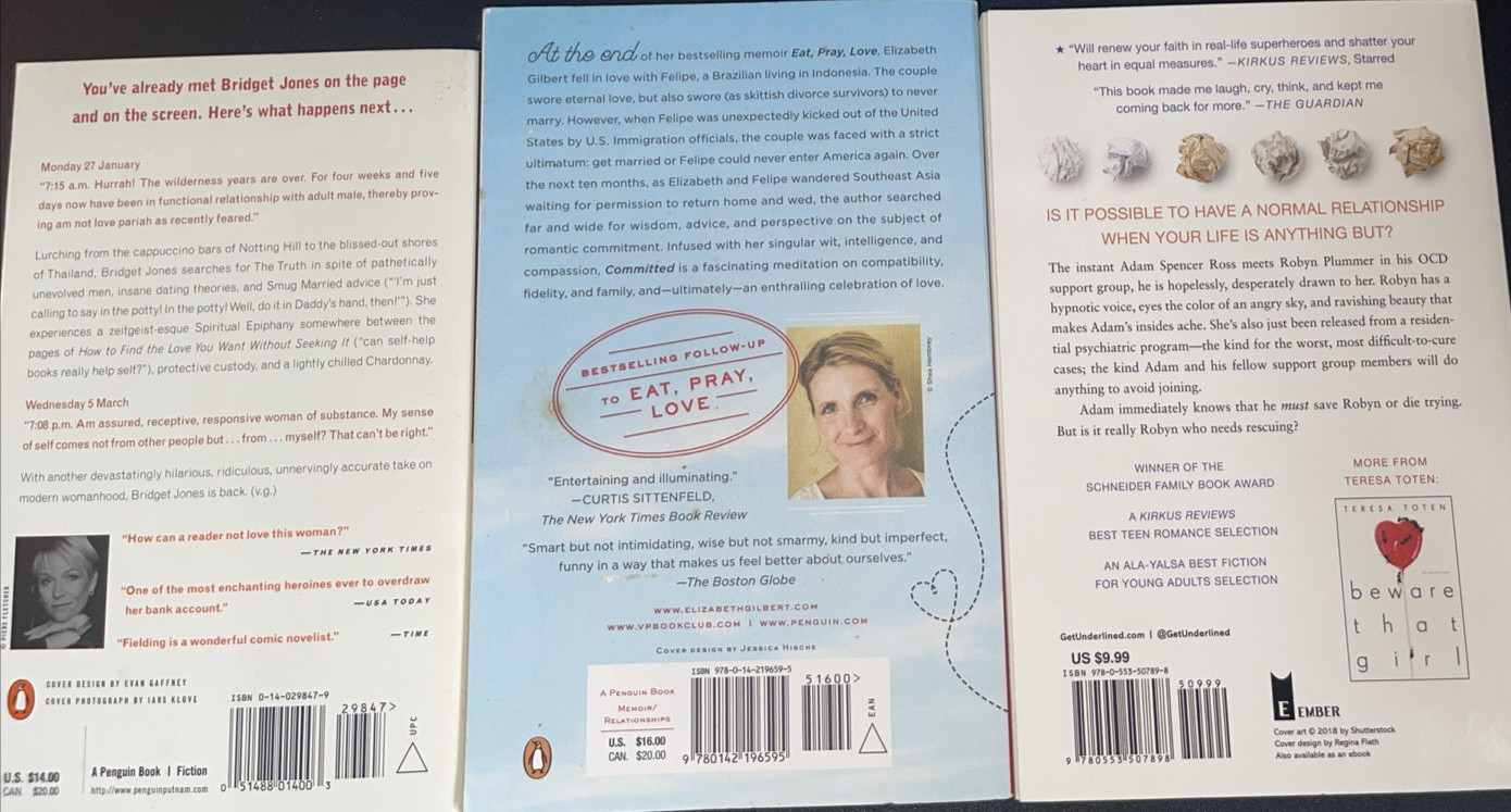 Committed:A Love Story; The Unlikely Hero of Room 13B; Bridget Jones (3 Books)