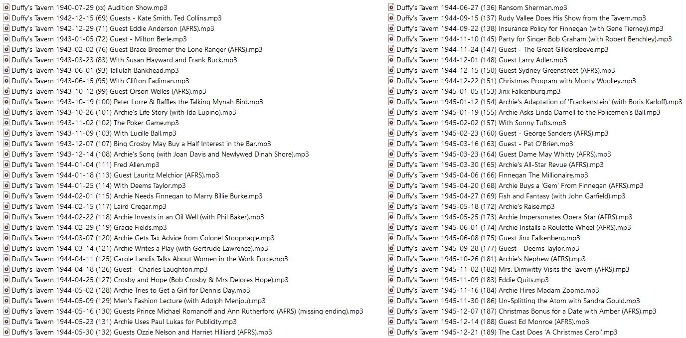 DUFFY’S TAVERN 160 Unique Oldtime Radio Shows MP3 On USB Drive