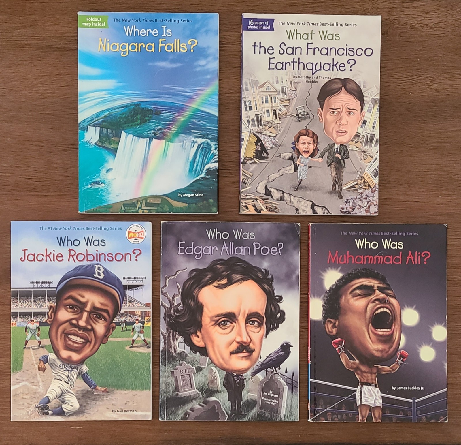 Lot Of 5 Who What Where Books -Ali, Poe,Robinson,SF Earthquake,Niagara Falls