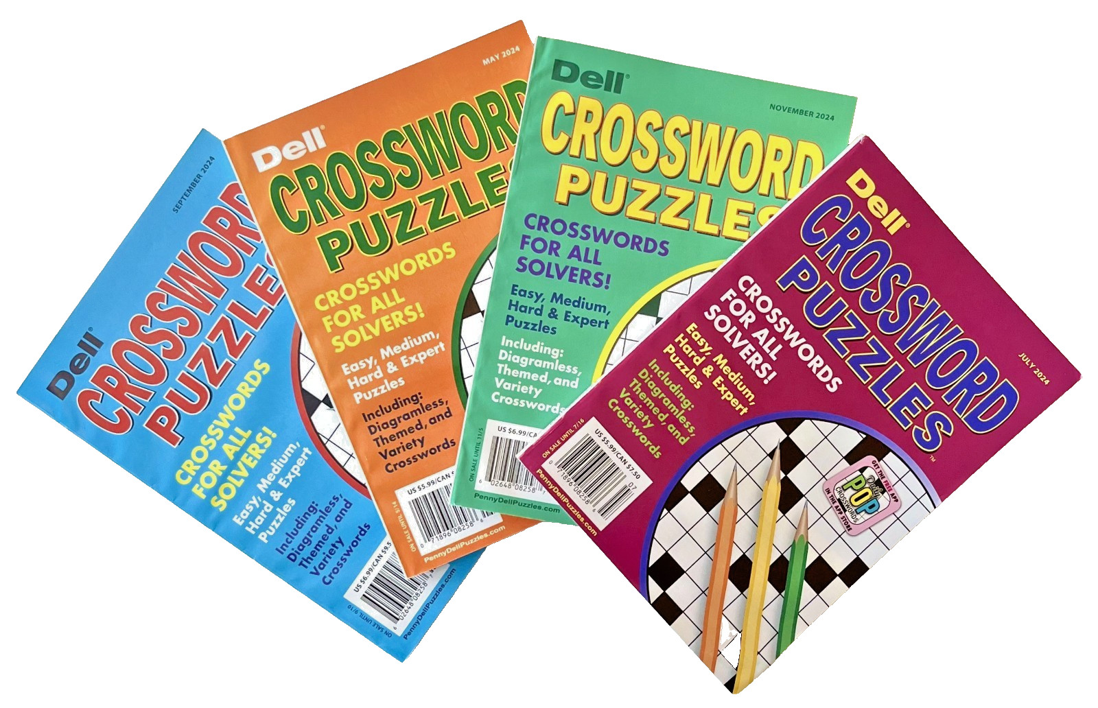 Lot of 4 Penny Press Dell Original Crossword Puzzle Books All Solving Levels