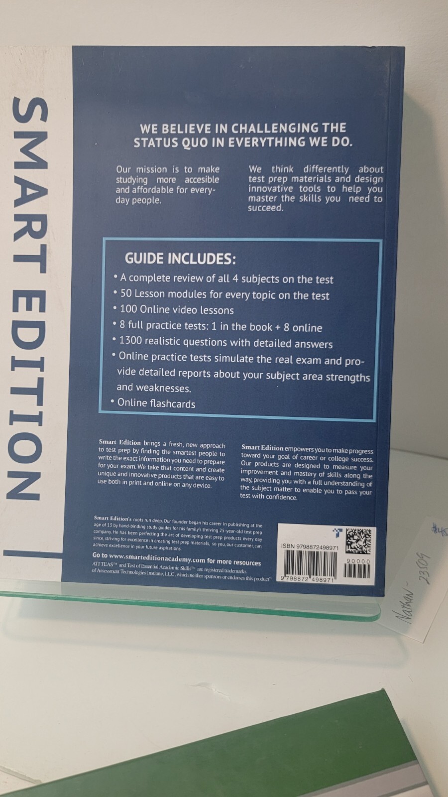 ATI TEAS 7 Study Guide: Smart Edition Nursing 5Th Ed/ PB/LN (see photos)