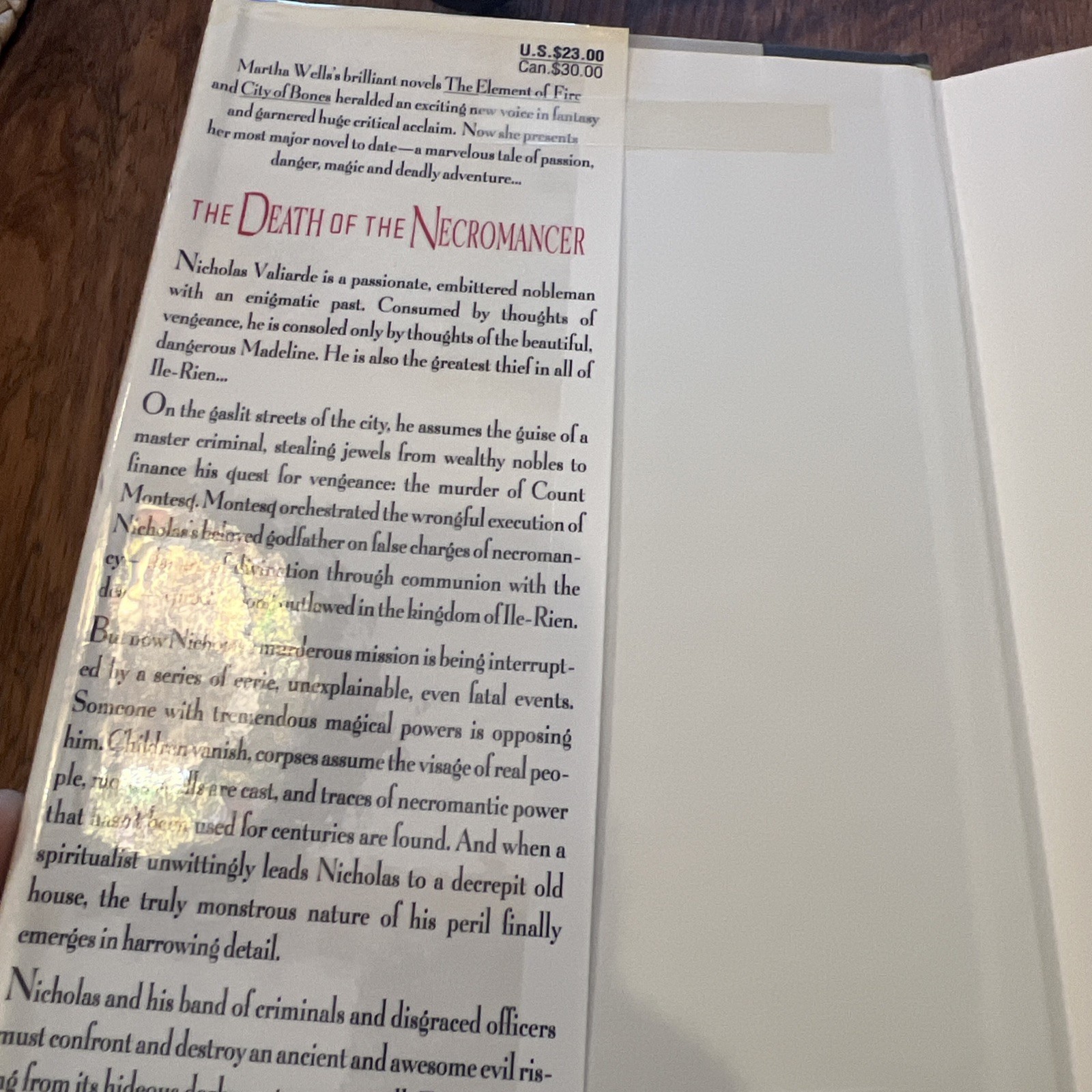 Death of Necromancer by Martha Wells (1998, Hardcover)