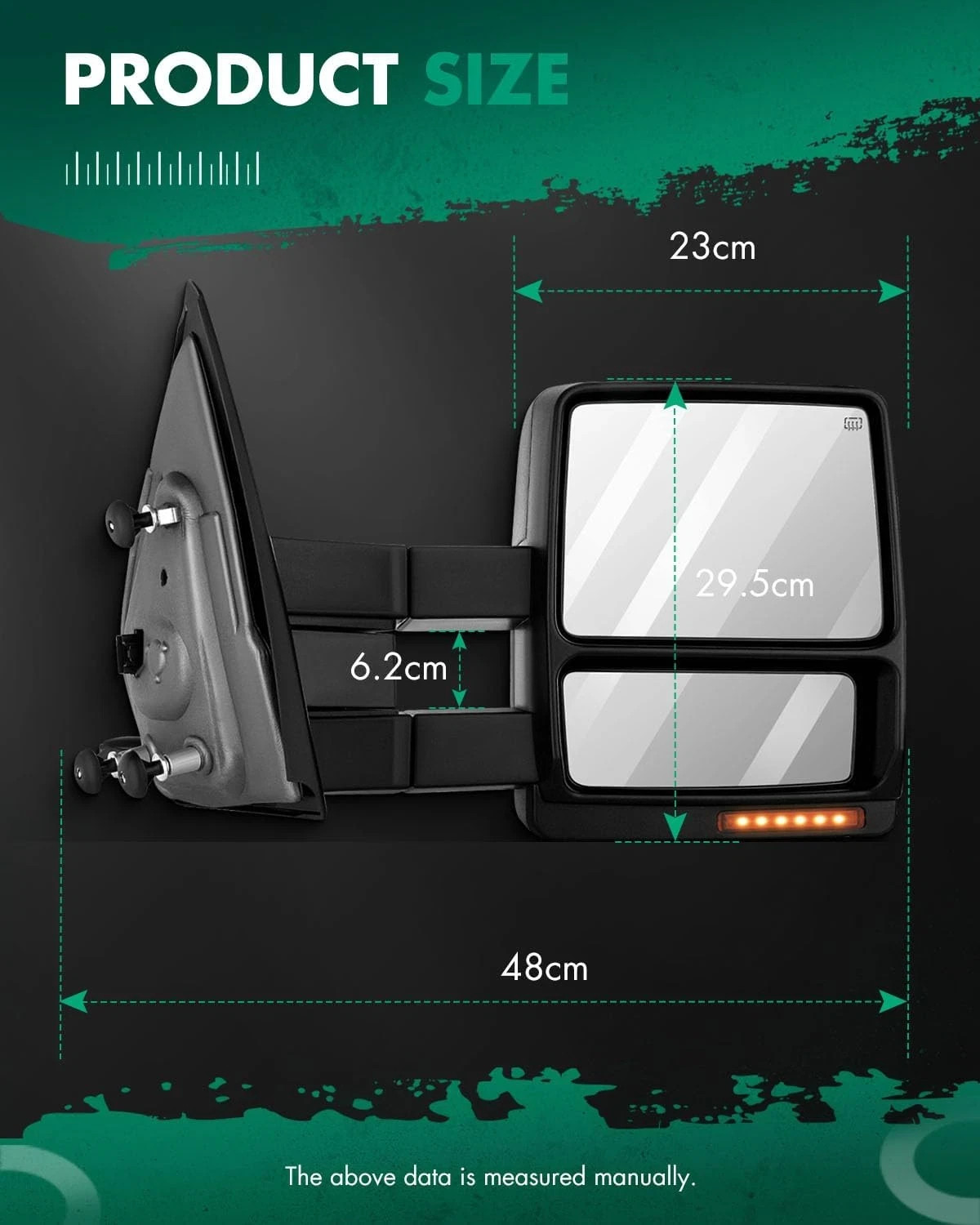 Tow Mirror Compatible with 2007-2014 for Ford for F-150 Towing Mirror with Right