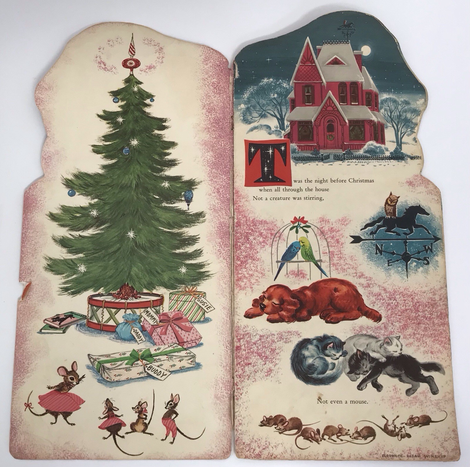 Vintage Whitman 1958 Night Before Christmas Book Florence Sarah Winship