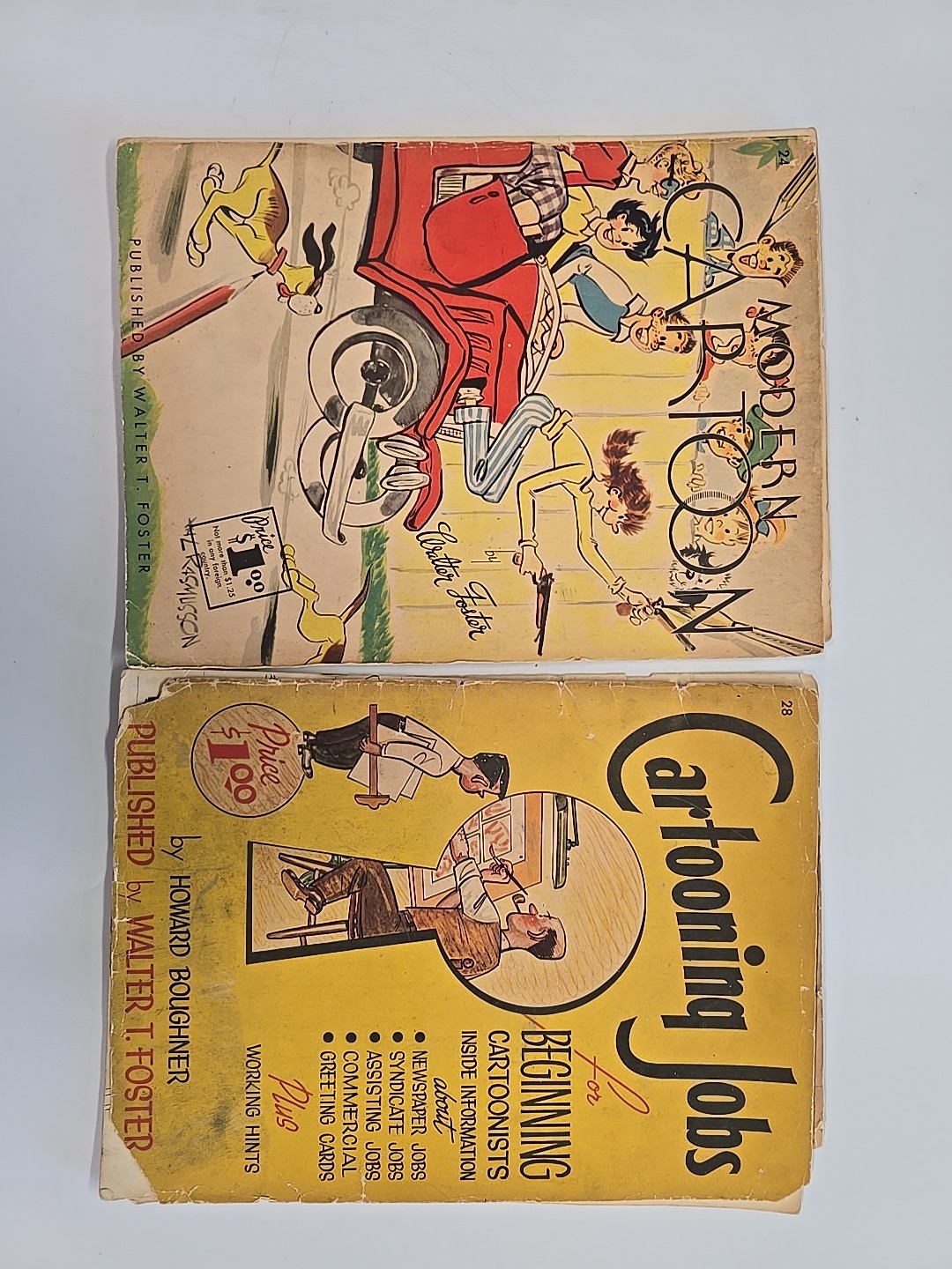BUNDLE OF 2 Walter T. Foster Art Book #25 & #24 Cartoon Job & Modern Cartoon USA