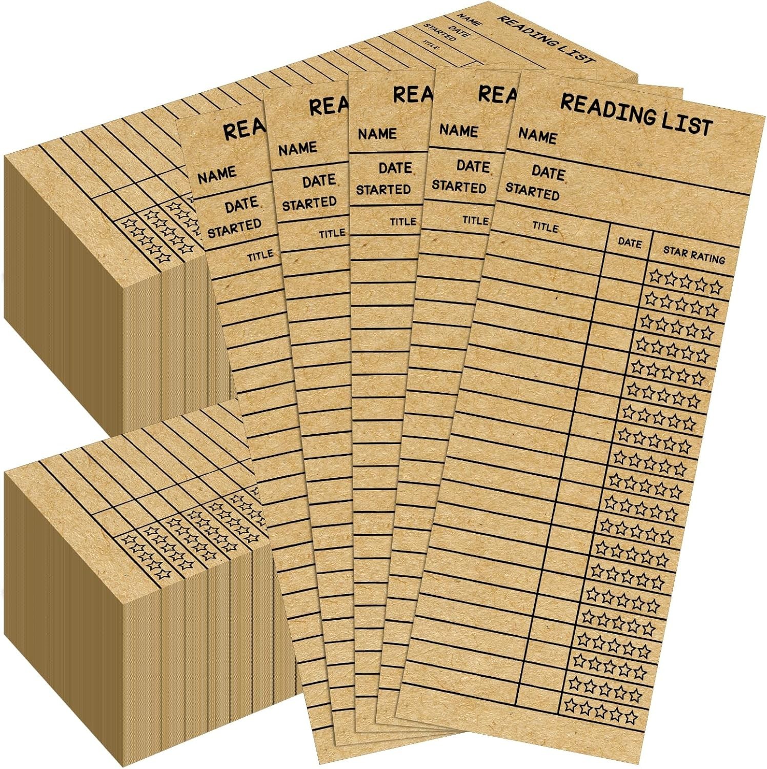 100 PCS Reading List Bookmark, 3 x 8 Inch Personal Libraries Cards, Reading L…