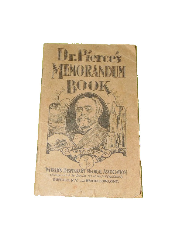1929 Dr. Pierce’s Memorandum Book Paperback Staple Bound Medical Health Guide