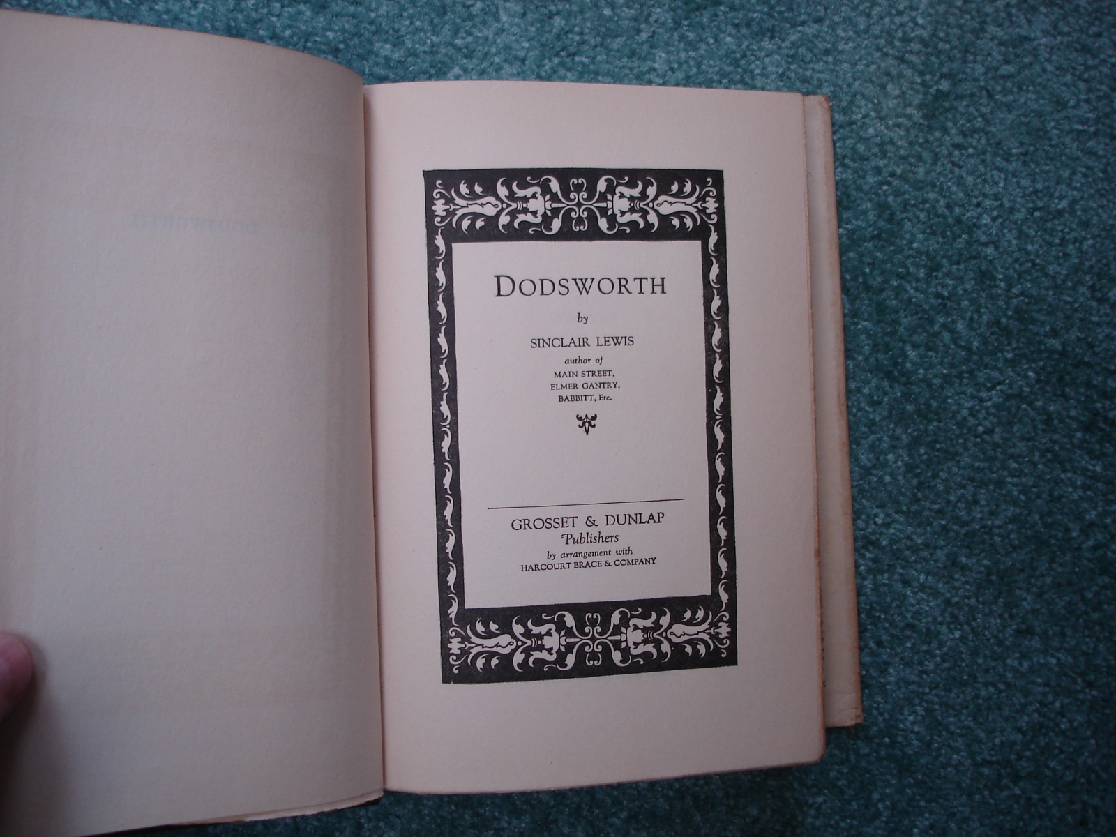 Dodsworth Sinclair Lewis Grosset & Dunlap hardcover 1929 fourth printing w/DJ