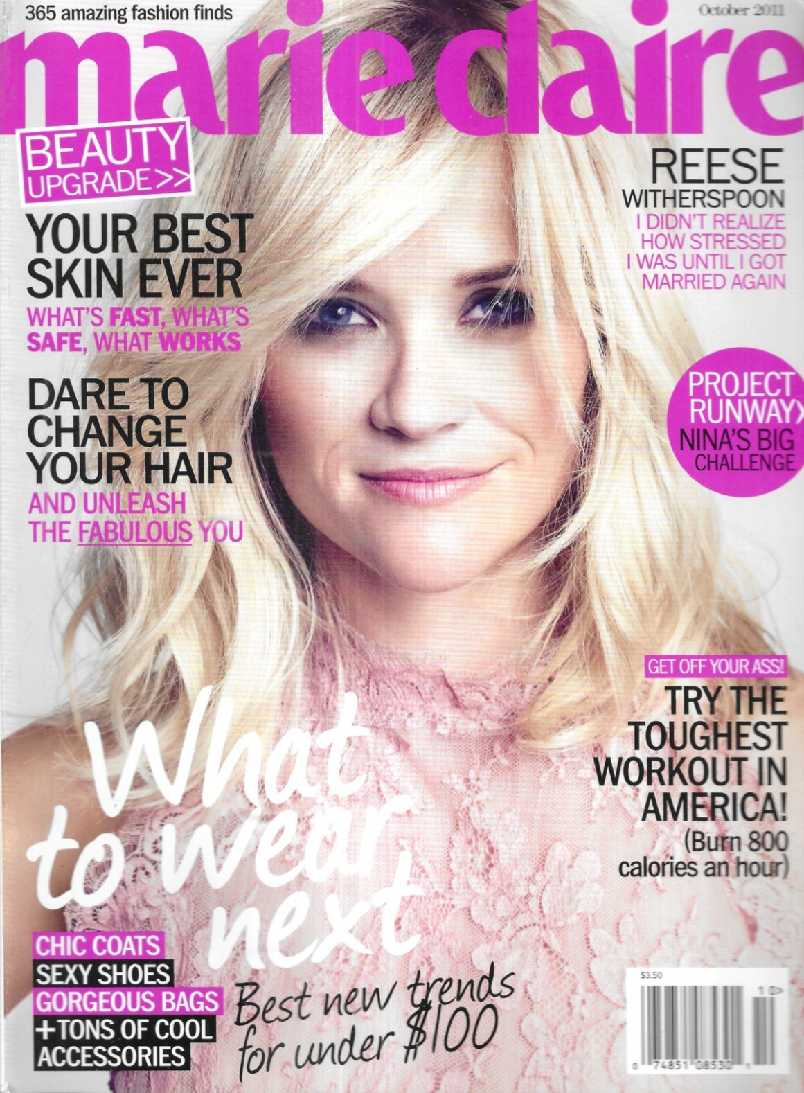 Marie Claire Magazine Reese Witherspoon Fashion Coats Shoes Bags Hair Tips 2011