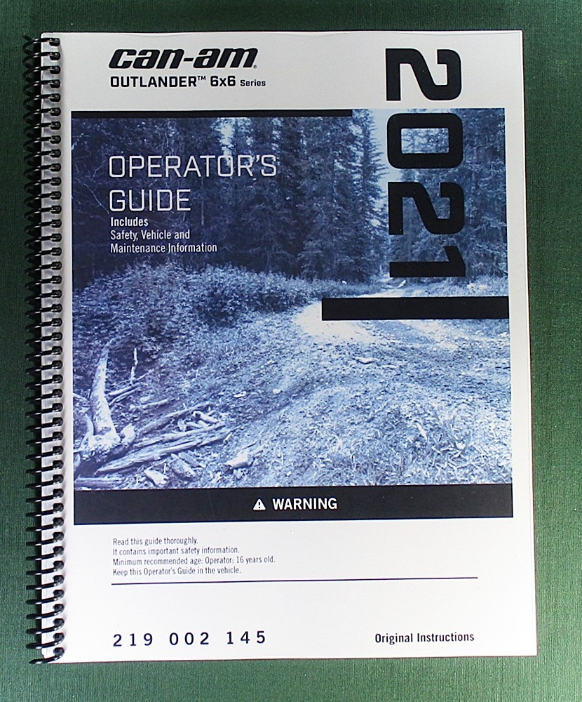 2021 Can-Am Outlander 450 6X6 Owner’s Manual: 180 Pages & Protective Covers!