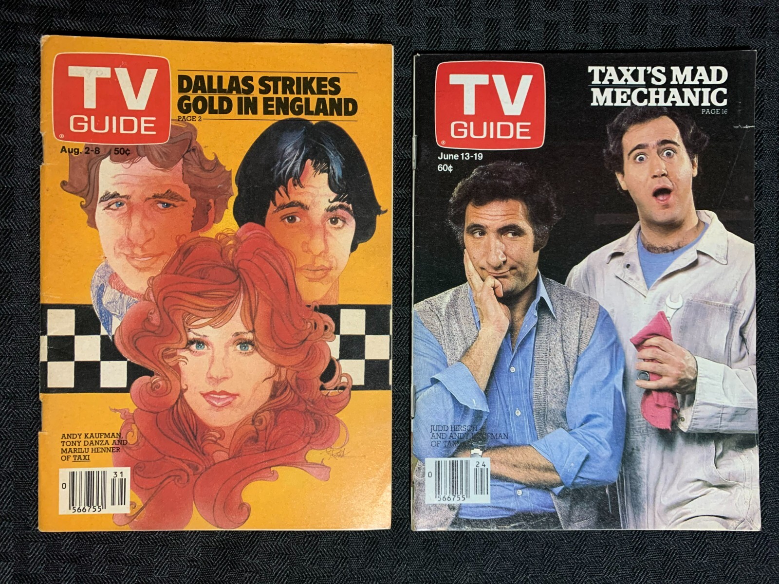 1980/81 June/Aug TV GUIDE Magazine FN-/FN Judd Hirsch & Andy Kauffman Taxi LOT