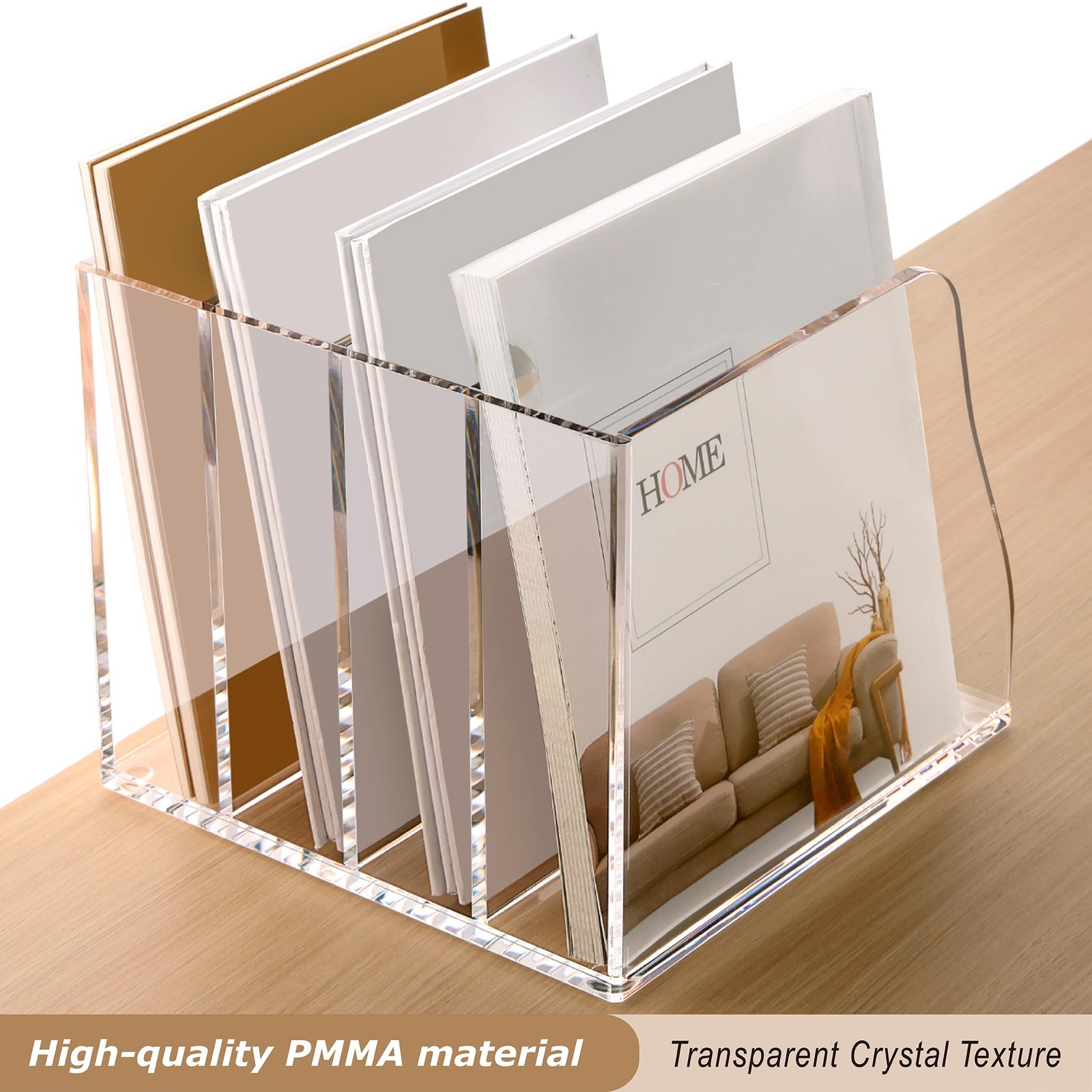 SANRUI Acrylic Desk Magazine File 7.2 x 7.7 x 6.5 inches, Transparent