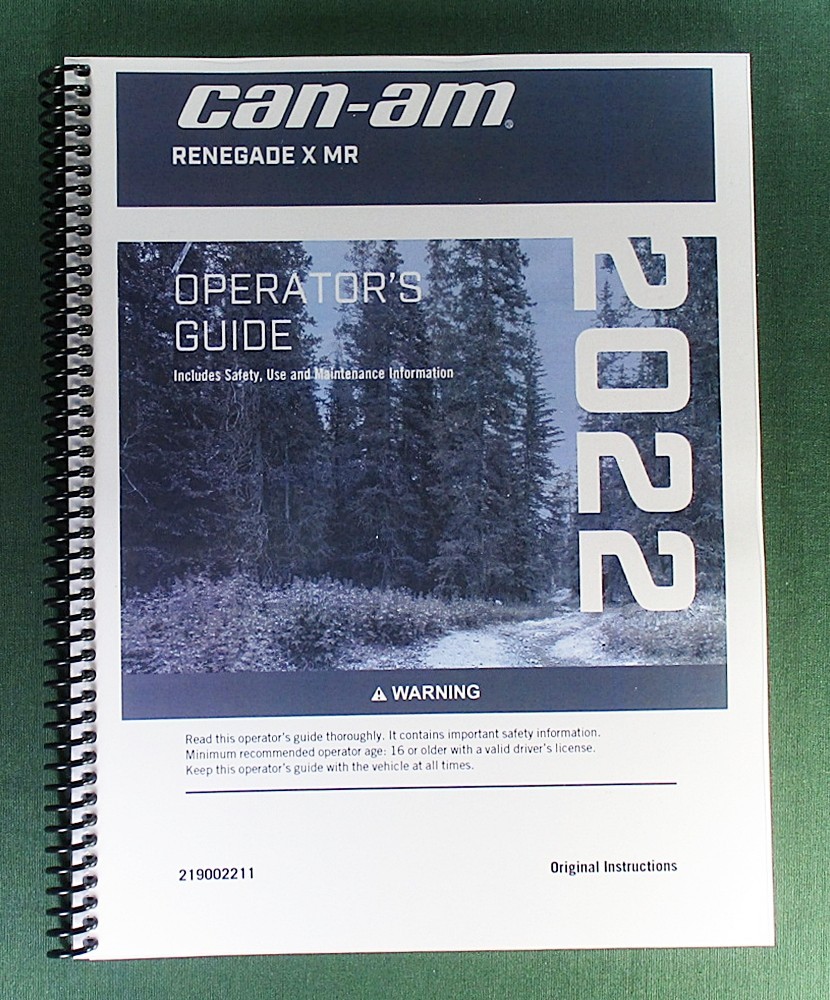 2022 Can-Am Renegade X MR 650 Owner’s Manual: 218 Pages & Protective Covers