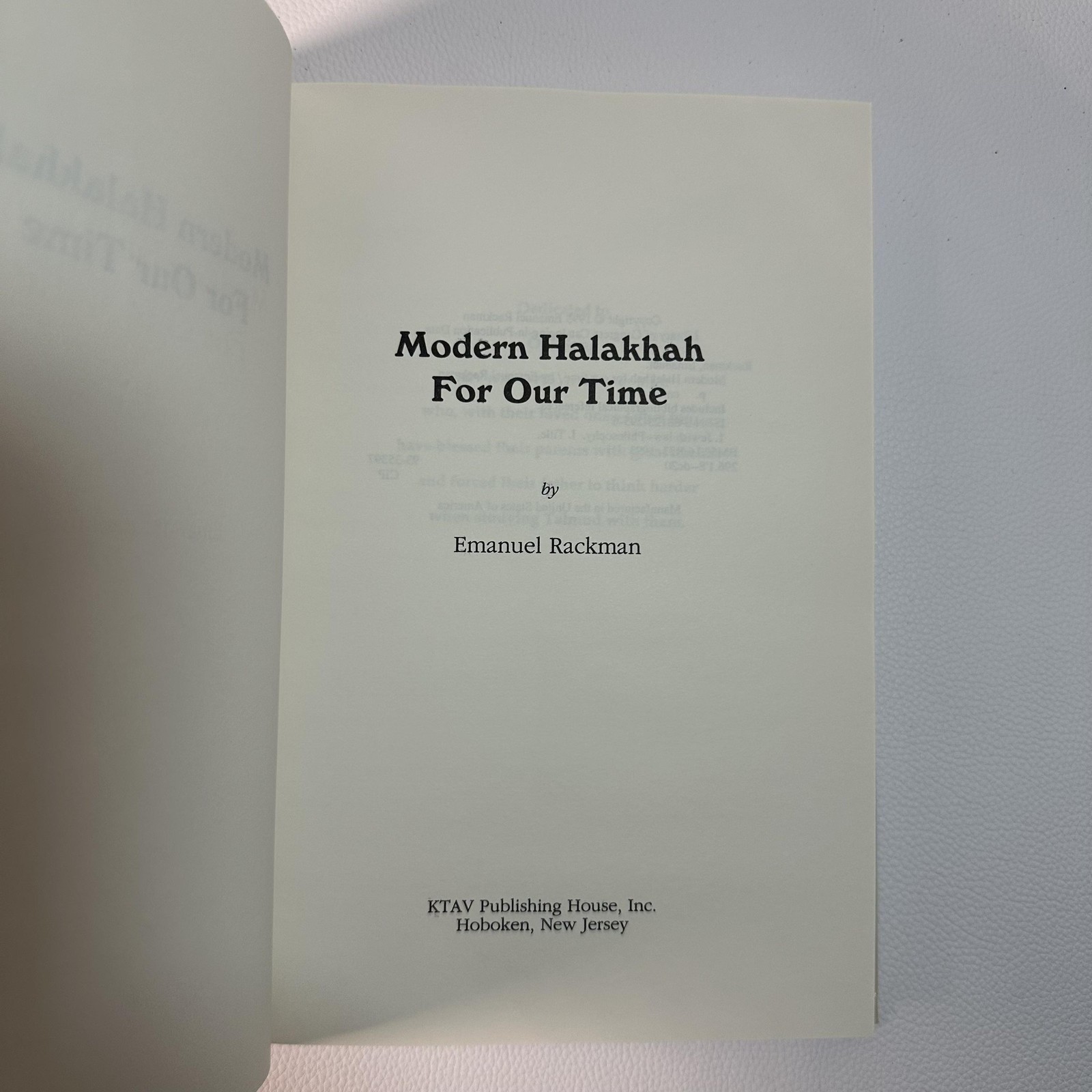 Vintage Modern Halakhah For Our Time Emanuel Rackman Ktav Hardcover Jewish Law