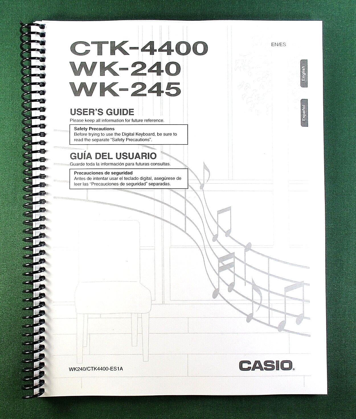Casio CTK-4400 Instruction Manual: 76 Pages Coil Bound & Protective Covers!