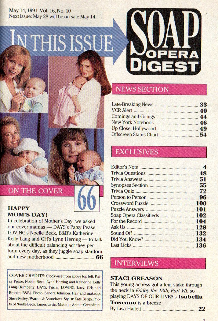 Soap Opera Digest May 14 1991 Patsy Pease Lynn Herring Katherine Kelly Lang
