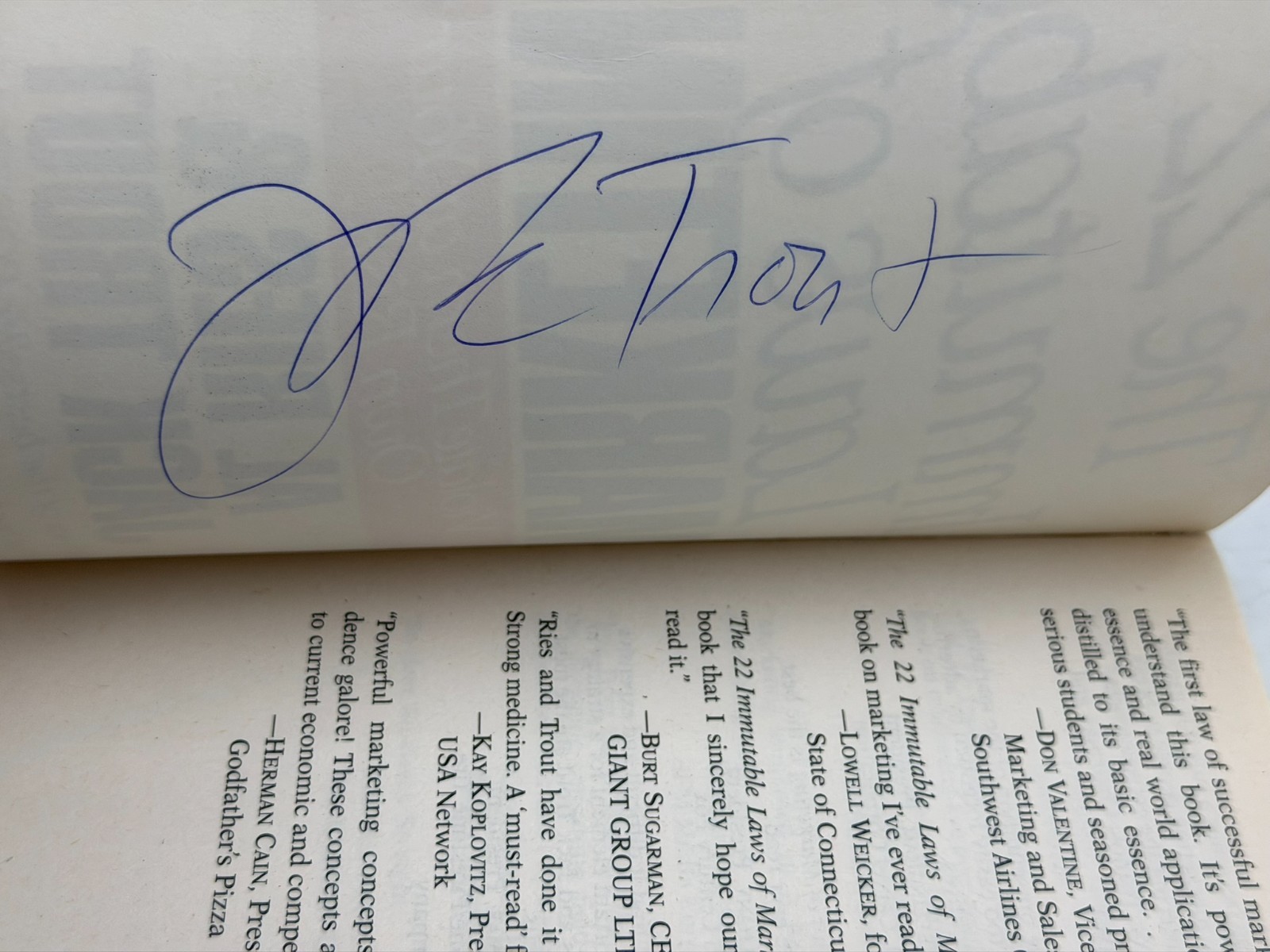 SIGNED- The 22 Immutable Laws of Marketing by AL Ries & Jack Trout