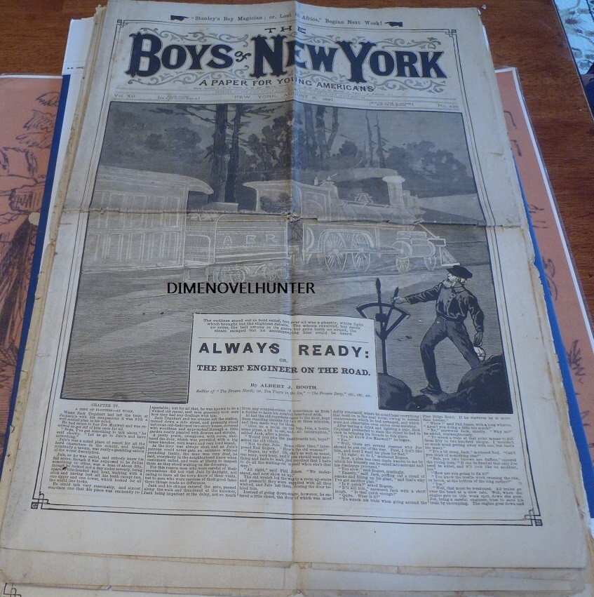 GHOST TRAIN COVER 1887 BOYS OF NEW YORK # 625 GREAT FRANK TOUSEY STORY PAPER