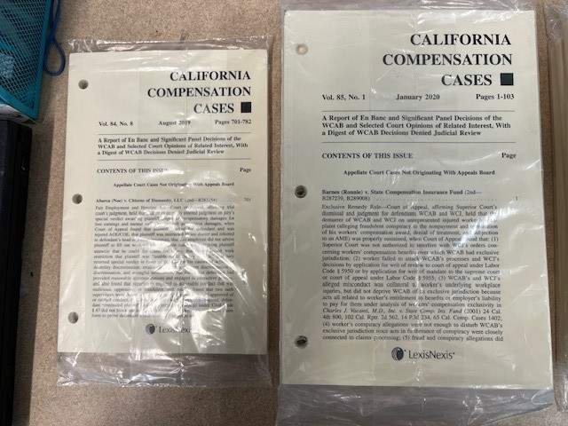 Mixed Set “CALIFORNIA COMPENSATION CASES” 26 bound vols. + 53 loose booklets VG