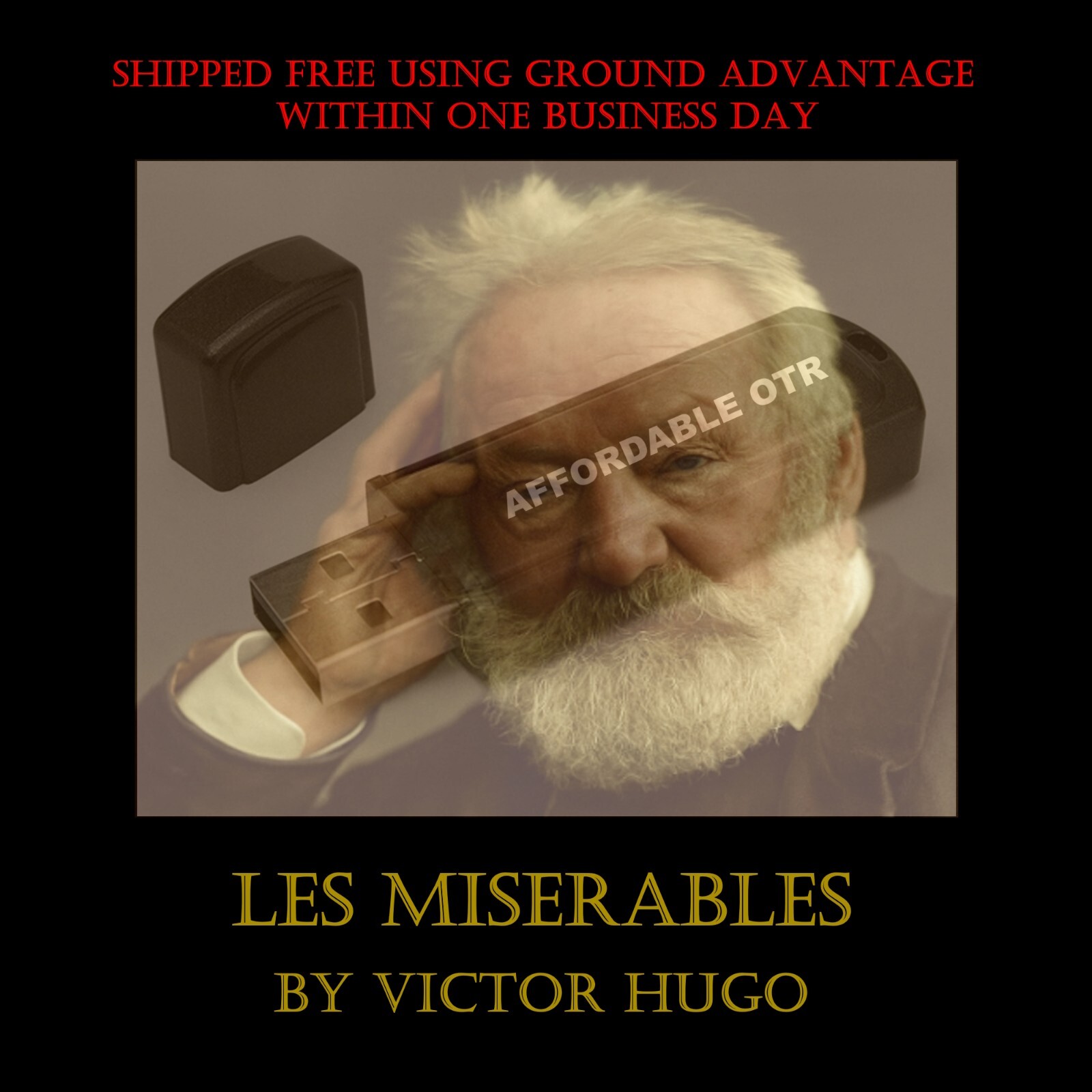 LES MISERABLES AUDIOBOOK BY VICTOR HUGO. ALL FIVE VOLUMES ON A USB FLASH DRIVE!