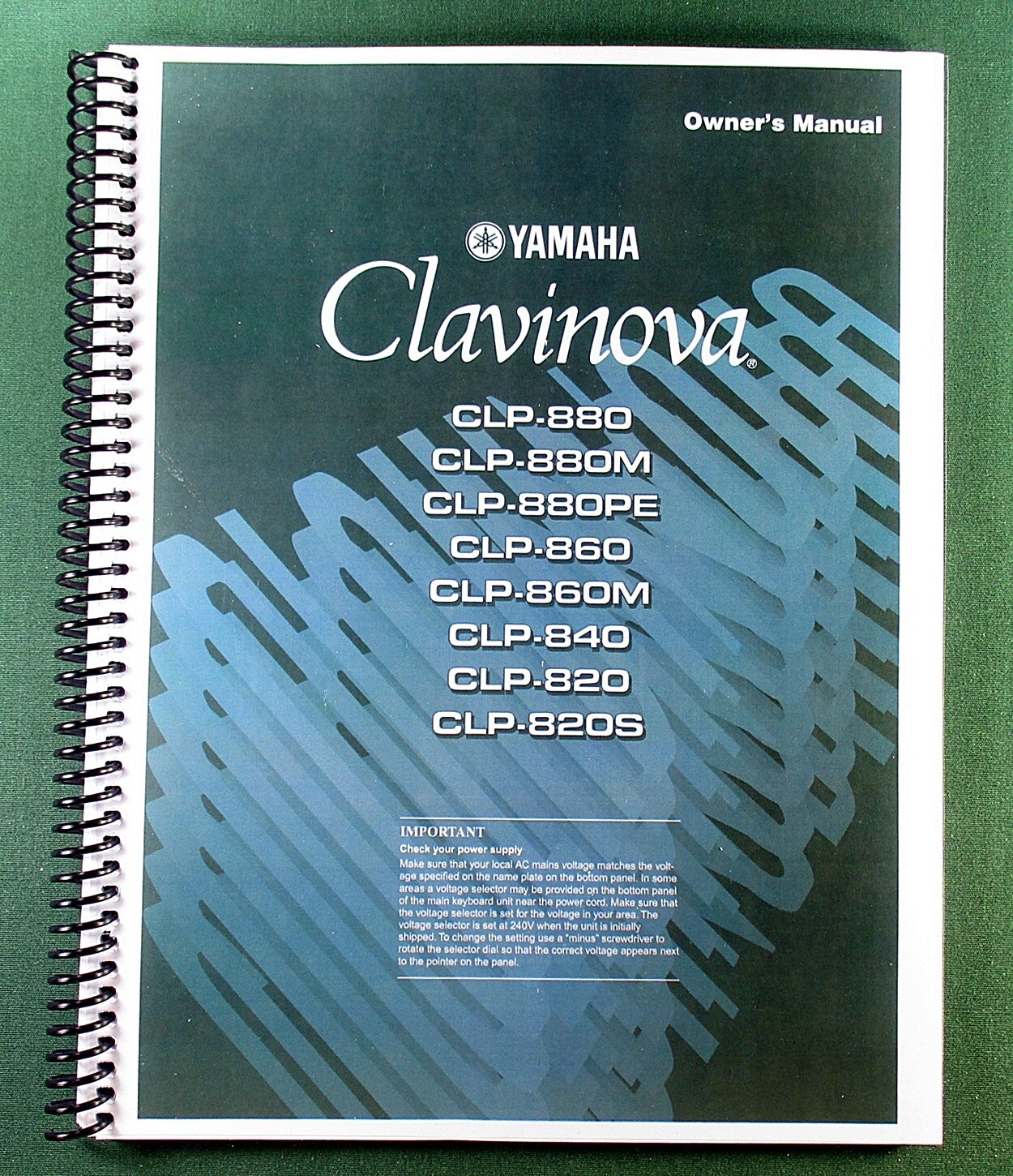 Yamaha CLP-880 860 840 820 Instruction Manual: 72 Pages & Protective Covers!
