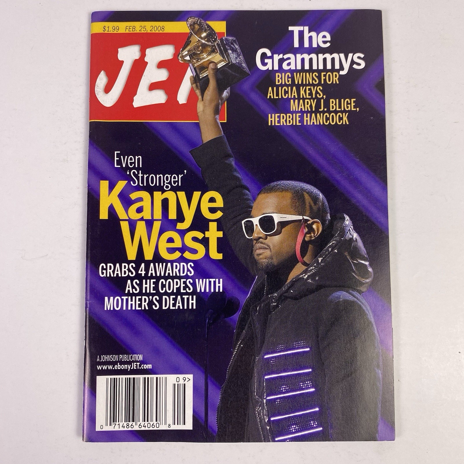 KANYE WEST Grammys Cover Trophy Black Americana JET Magazine Feb 25, 2008