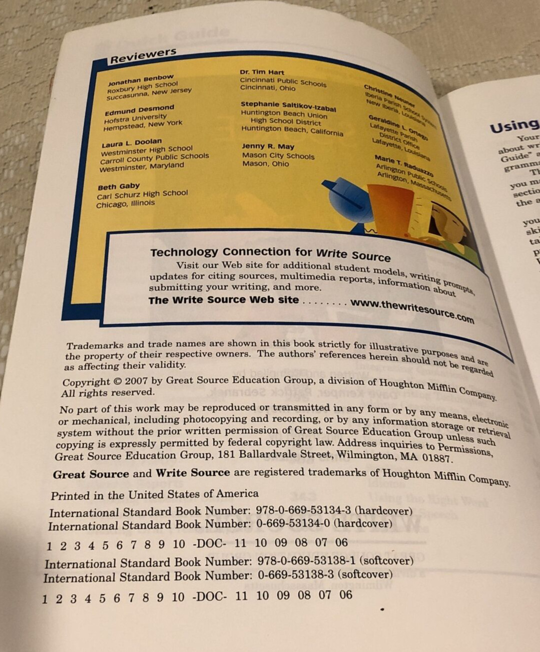 Write Source : A Book for Writing, Thinking, and Learning – D. Kemper, 2007 PB