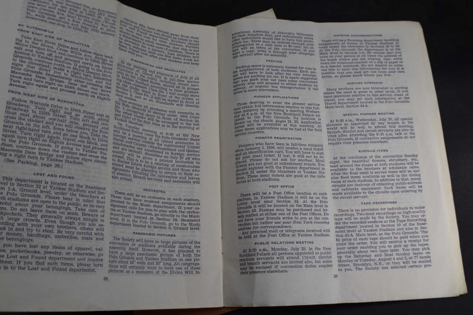 1958 Divine Will Jehovahs Witnesses Report & Program NY City Yankee Stadium/Polo