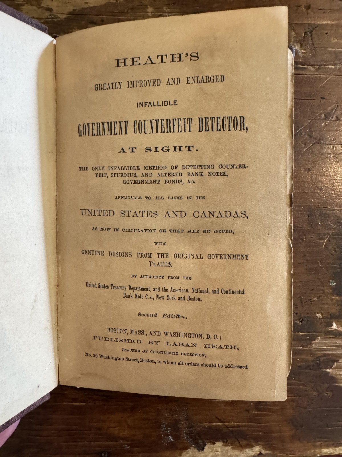 Heath’s Infallible Counterfeit Detector At Sight US Treasury Dept 1867
