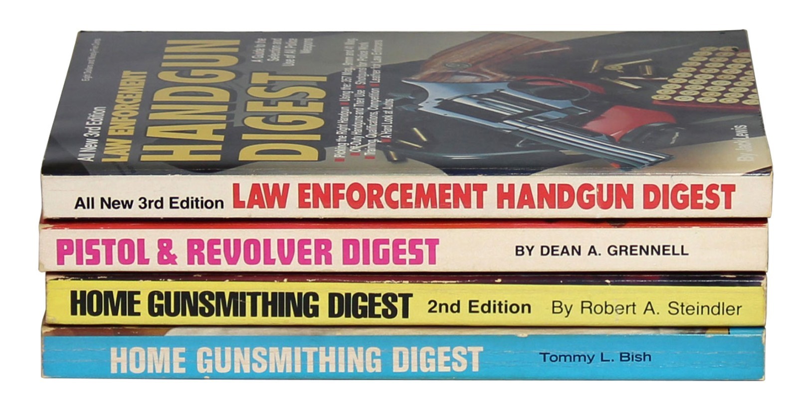 Lot of 4 Vintage Paperback Firearms Books Gunsmithing Pistol Revolver Digest DBI