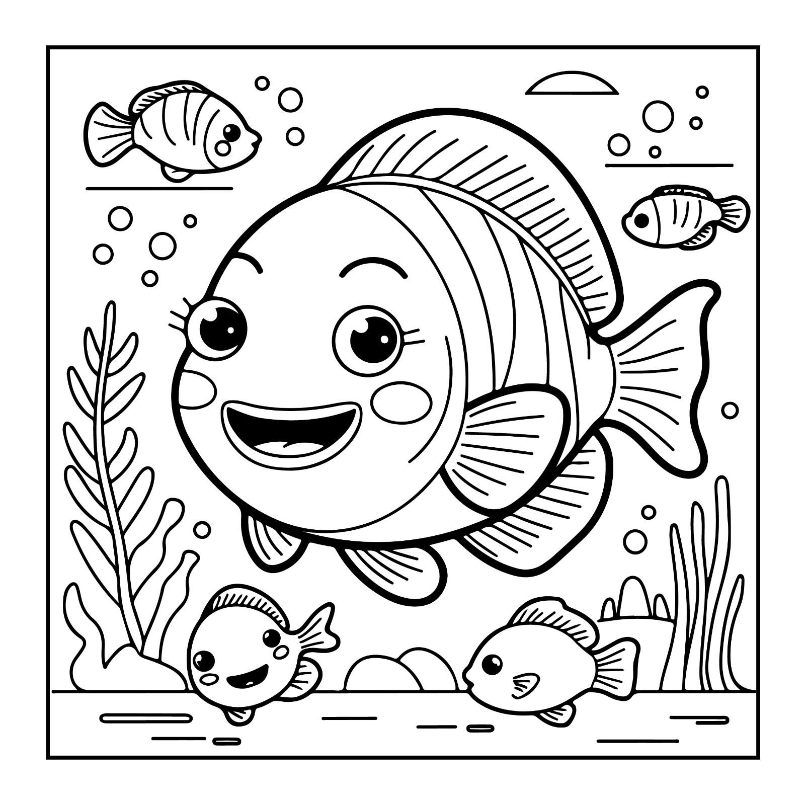Bold fish Coloring Bookfor Kids & Adults | Cute Designs