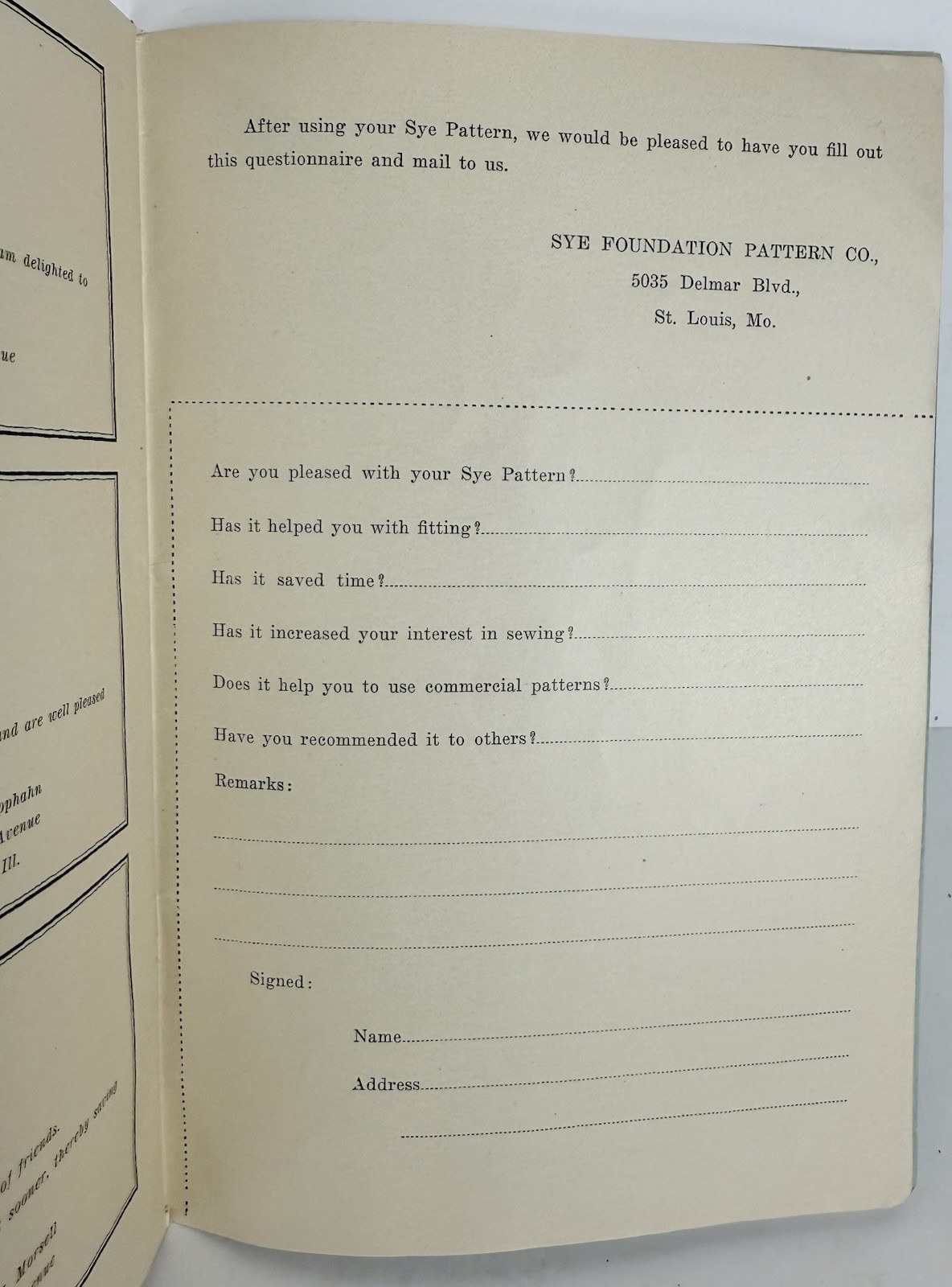 1929 Sye Foundation Pattern Instructions Booklet – Sewing Dressmaking Vintage