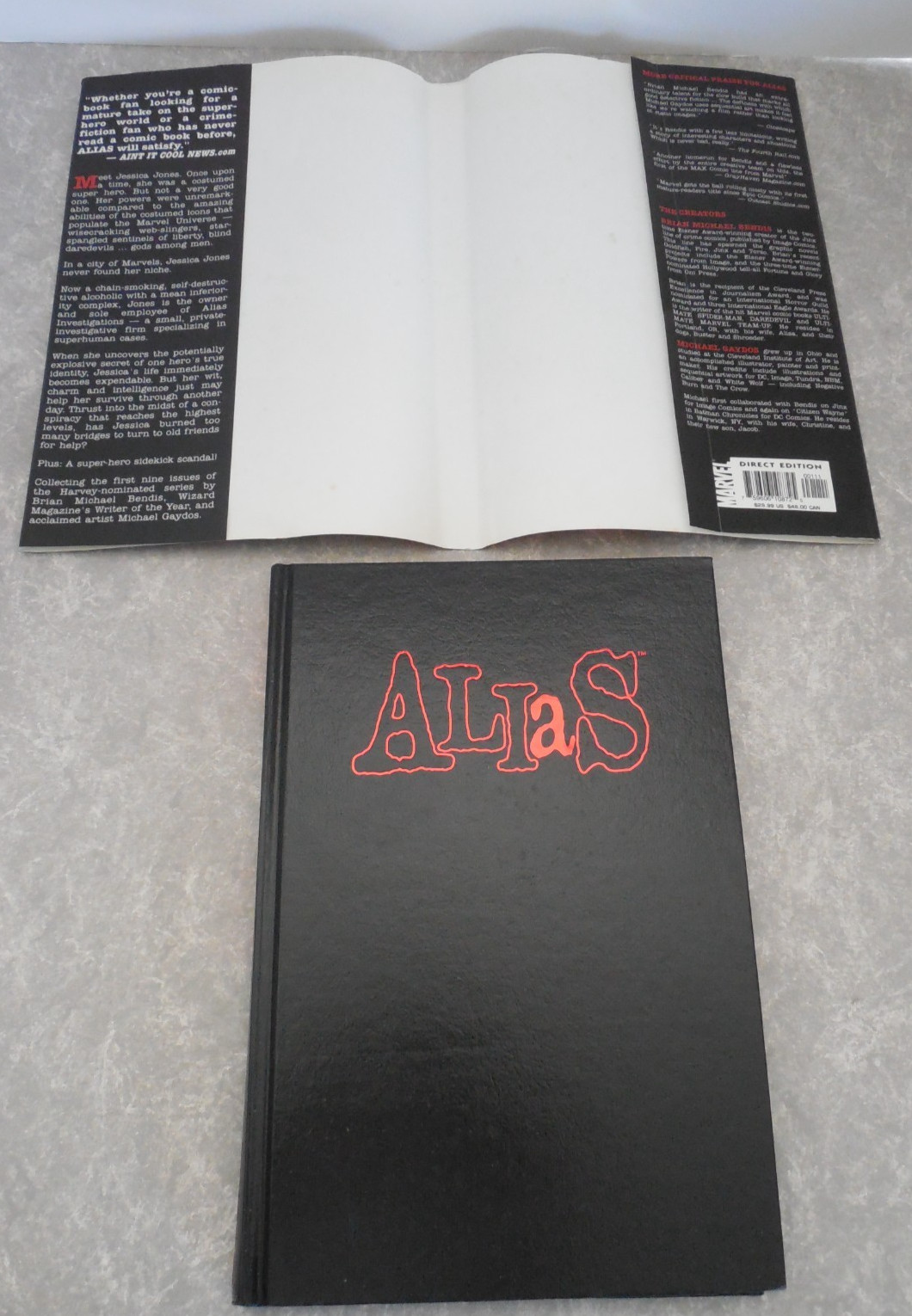 ALIAS by BRIAN MICHAEL BENDIS, CONTAINS ALIAS #1-9, HB/DJ, 1ST, 2002, MARVEL!
