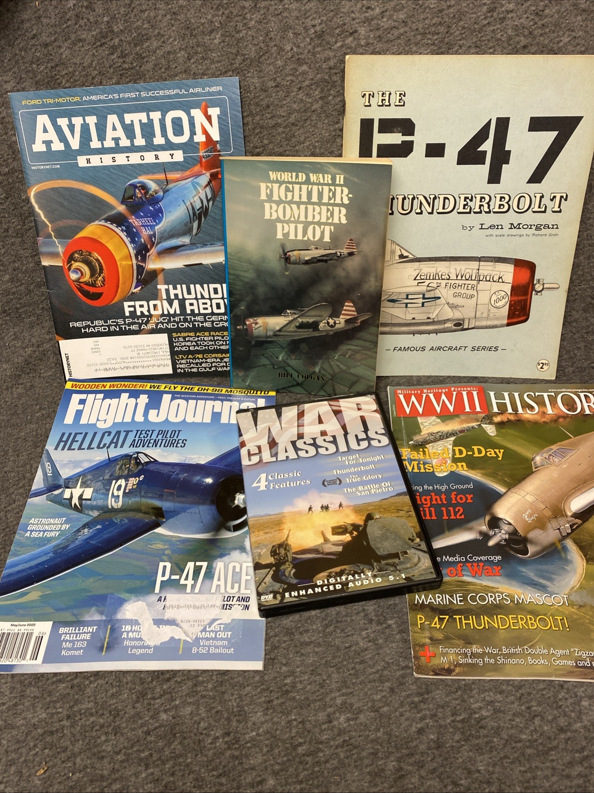 P-47 THUNDERBOLT books Mags WW2 – SIGNED Fighter Bomber Pilot Bill Colman – DVD