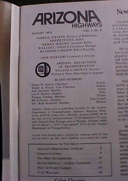 AZ HIGHWAYS AUGUST,1974-SUPERB SOUTHWEST JEWELRY ISSUE-CHARLES LOLOMA FEATURE