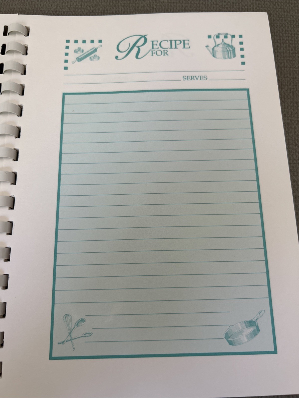 Blank Recipe Book: 25 Front And Back Pages. Spiral Bond. NEW