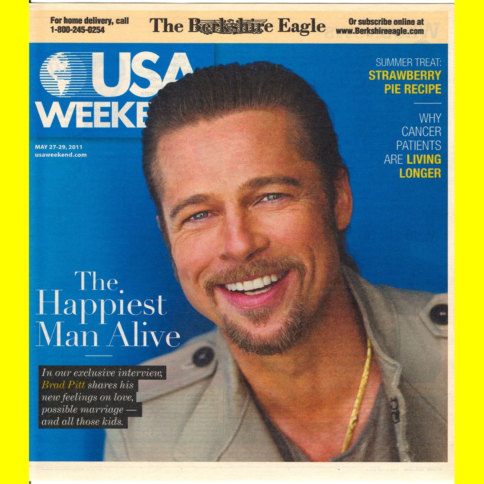 BRAD PITT USA Weekend Magazine 2011 Newspaper insert sexy celebrity {BONUS}