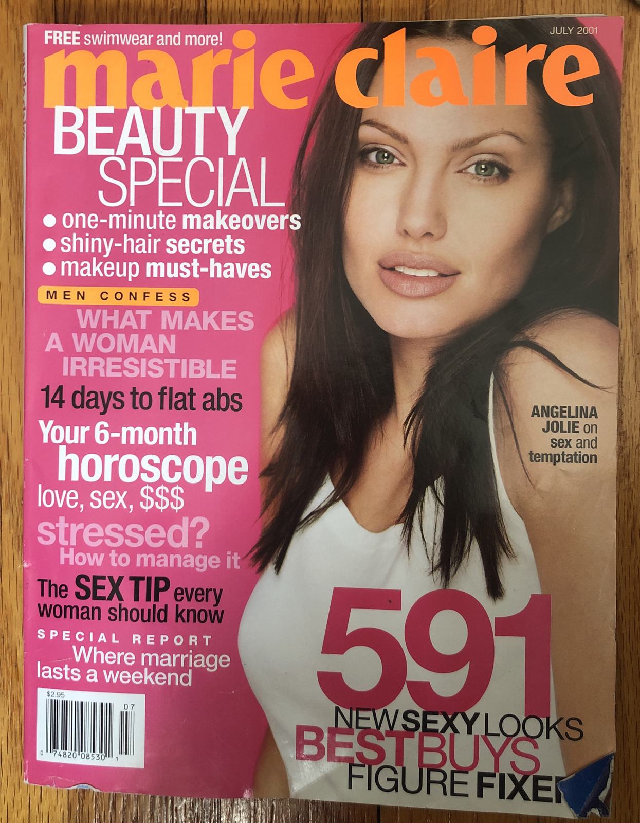 ANGELINA JOLIE JULY 2001 MARIE CLAIRE Magazine 👍