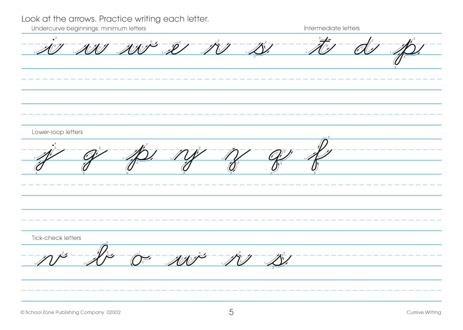 School Zone Cursive Writing Workbook: 32 Pages, 3Rd Grade, 4Th Grade, Practice H