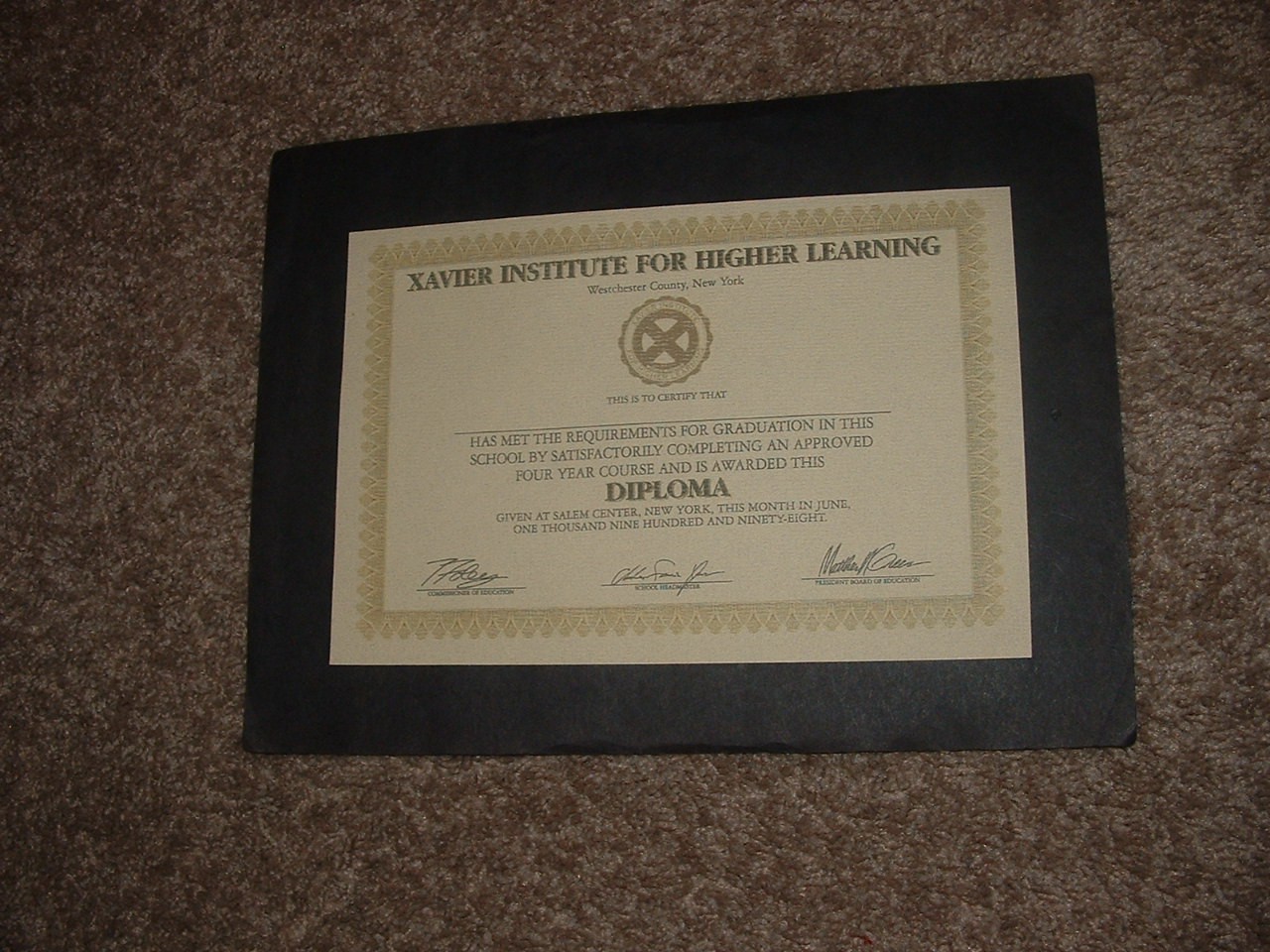 1998 Wizard 2 Xavier Institute For Higher Learning Diplomas Facsimile Fast Ship