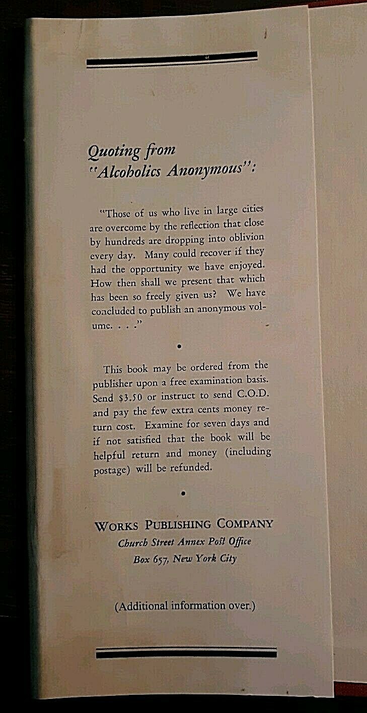 AA ALCOHOLICS ANONYMOUS LTD EDITION Pathway to a Cure BIG BOOK Cover NUMBERED