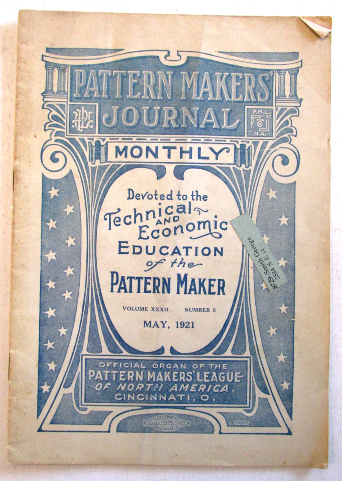 VTG 1921 Pattern Makers Monthly Journal Educational Booklet Pattern Makers Ad