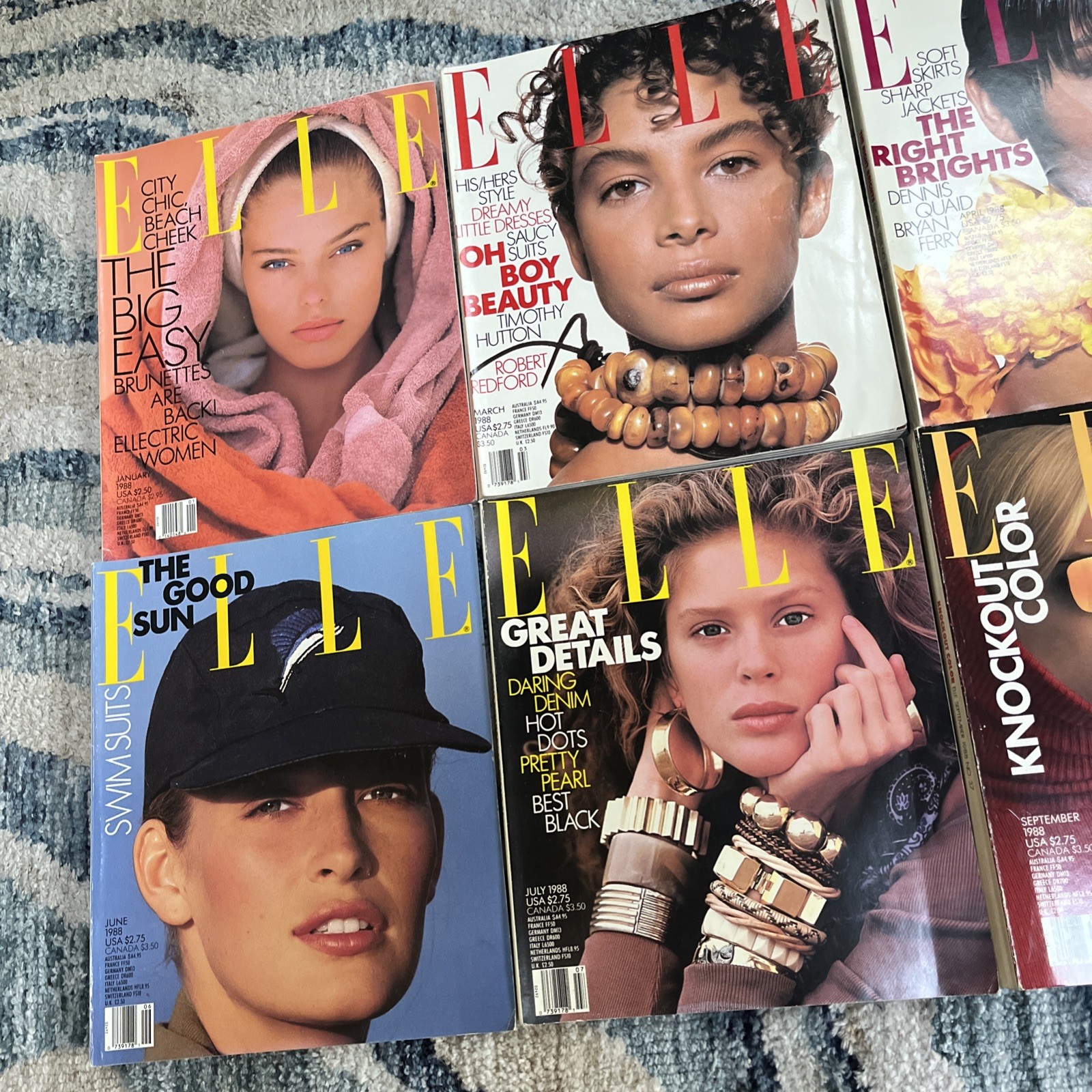VTG Variety 1988 Elle Magazines | SET of 7 RARE ELLE