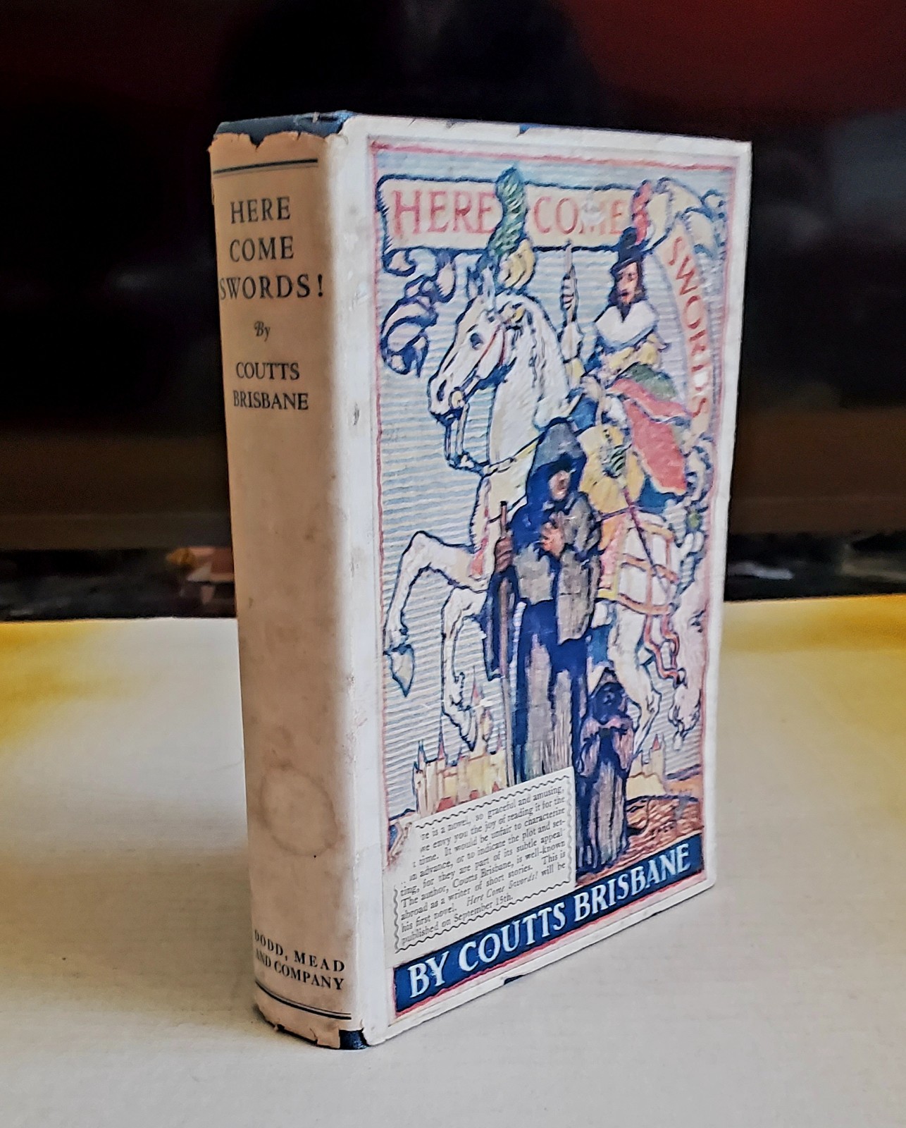 ANTIQUE BOOK – “HERE COMES SWORDS” BY COUTTS BRISBANE. 1926 RARE 1ST EDITION.