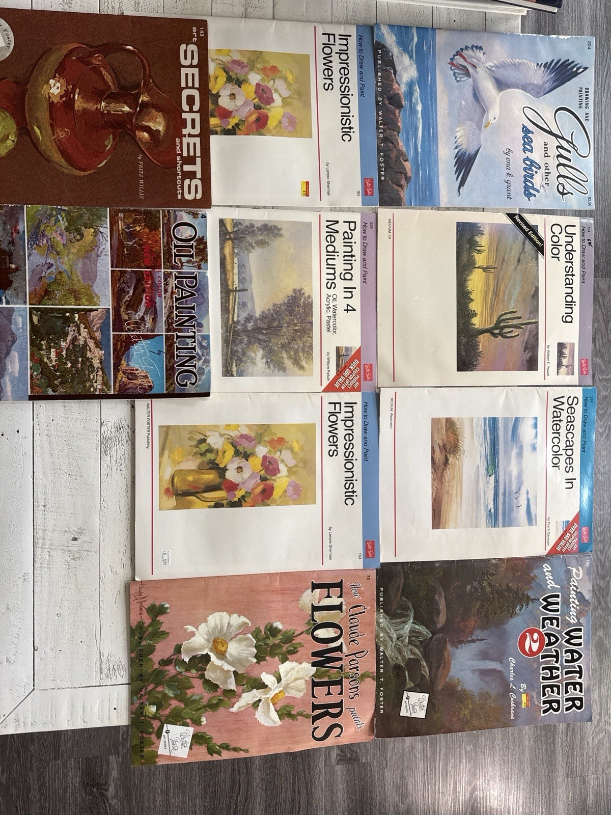 Lot of 10 Walter T Foster Art Books Painting Watercolor Oil Flowers Seascapes