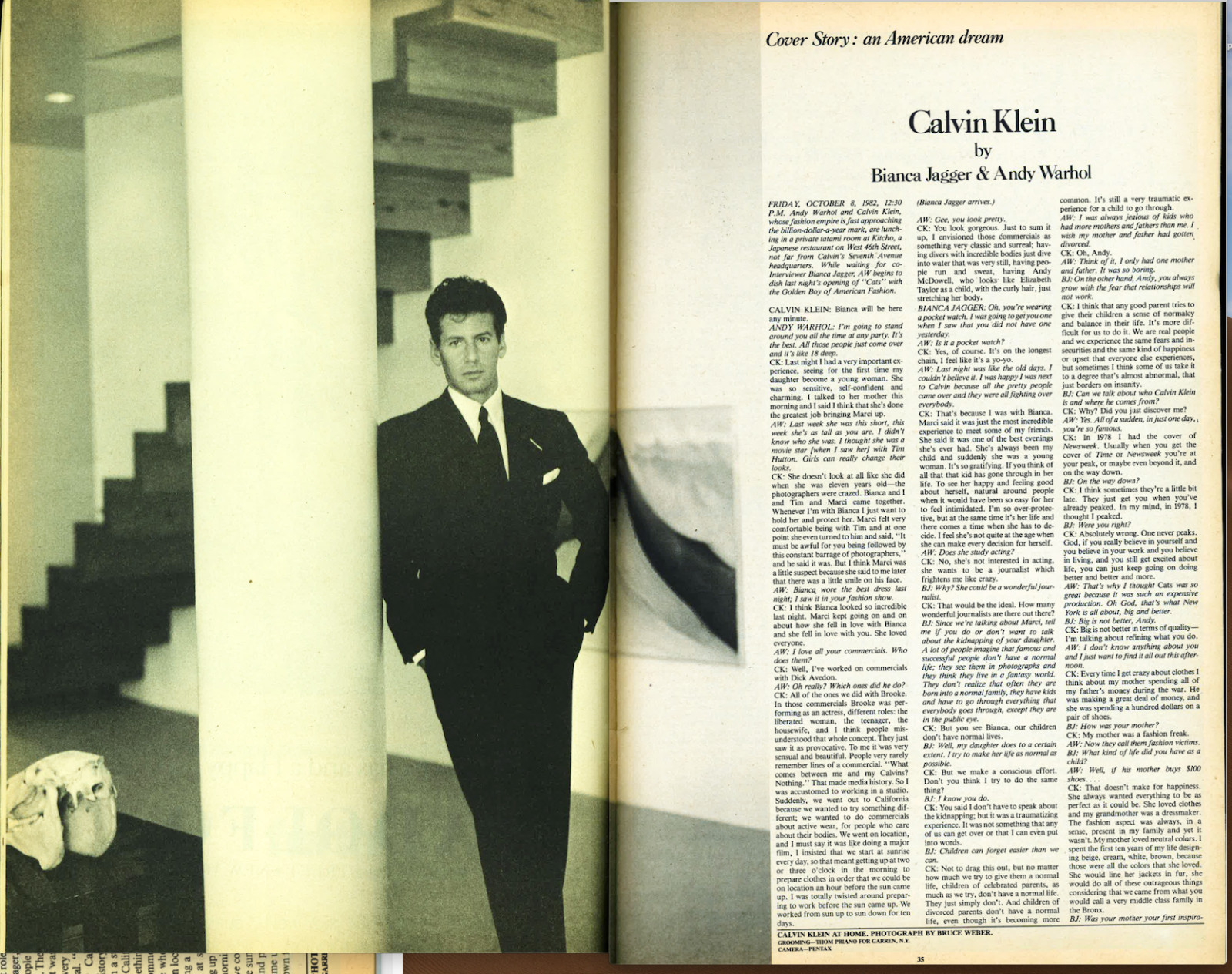 INTERVIEW-DECEMBER 1982-CALVIN KLEIN by BRUCE WEBER-JEANNE MOREAU-GIA CARANGI AD