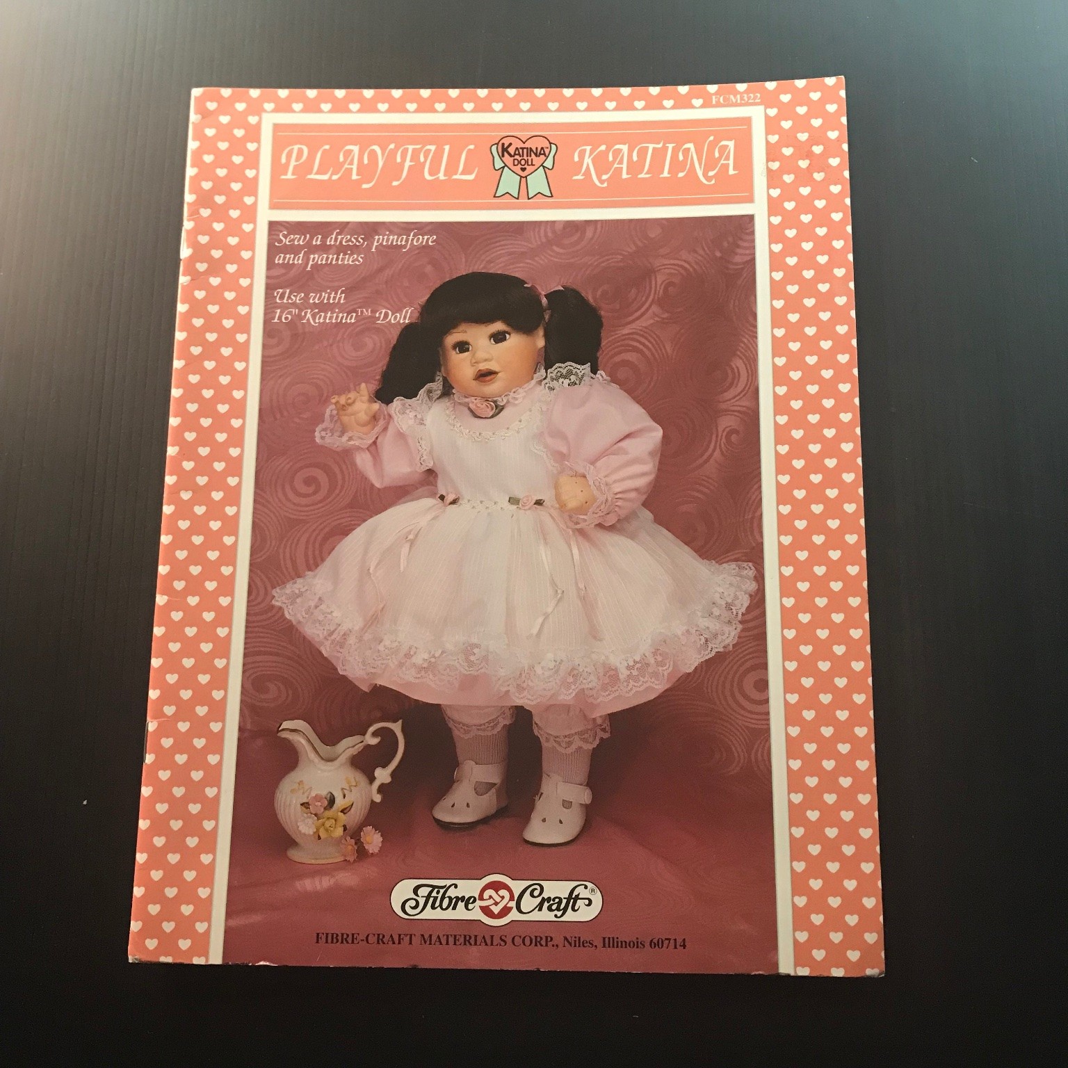 Playful Katina Doll Clothes Pattern 1993 16″ Dress Pinafore Panties FCM322